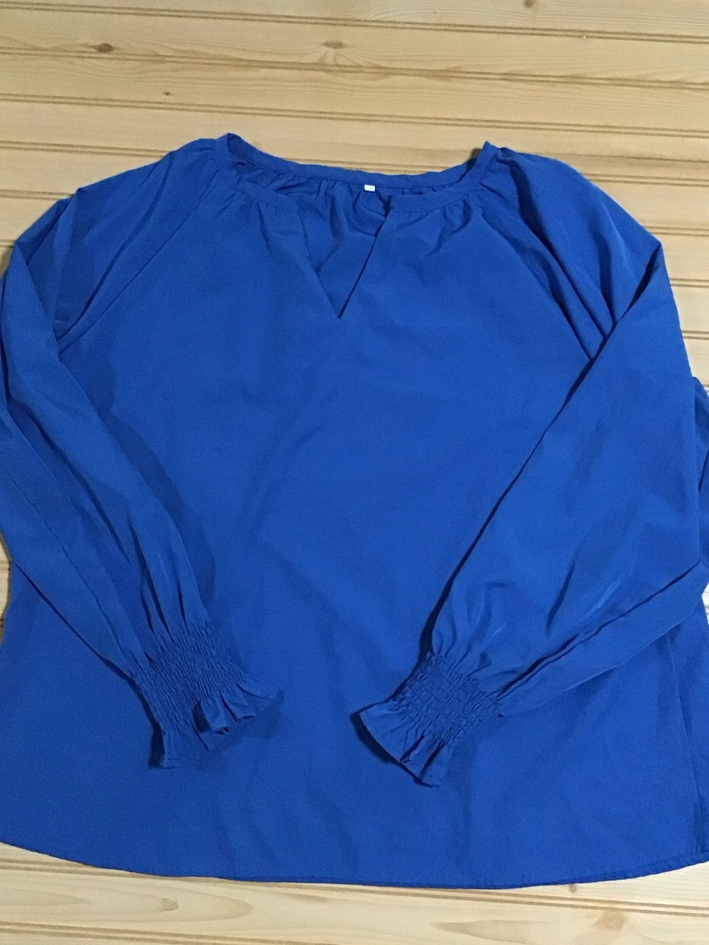 Women’s Royal Blue Jewel Tone Long Sleeve VNeck Blouse Shirred Puff Sleeve XXL